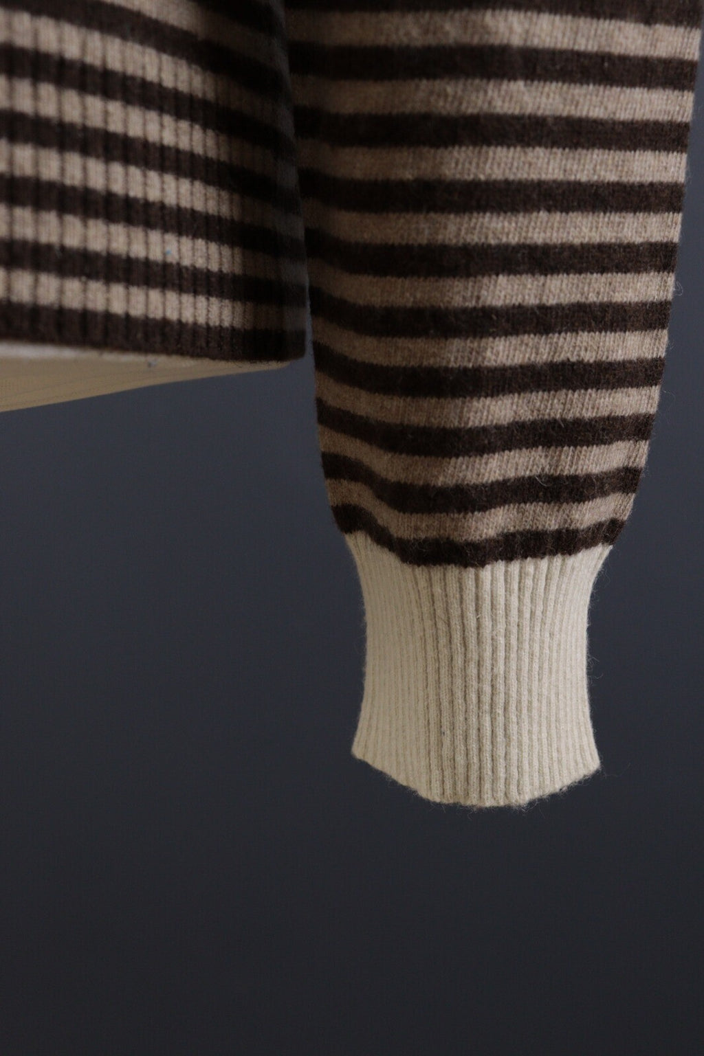 La Martina Brown Stripe Wool Brown Men's Crew Neck Sweater – Size M