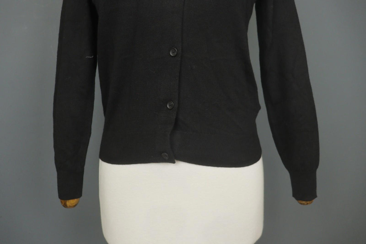 COACH Black Viscose Blend Raglan Sleeve Button Front Cardigan Sweater – Size 2XS