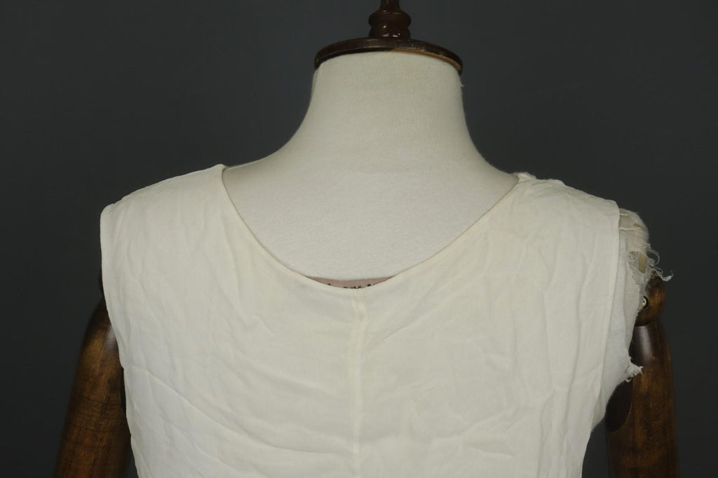 TRANSIT PAR-SUCH White 100% Viscose Sleeveless V-Neck Wide Strap Tank Dress Sz 4