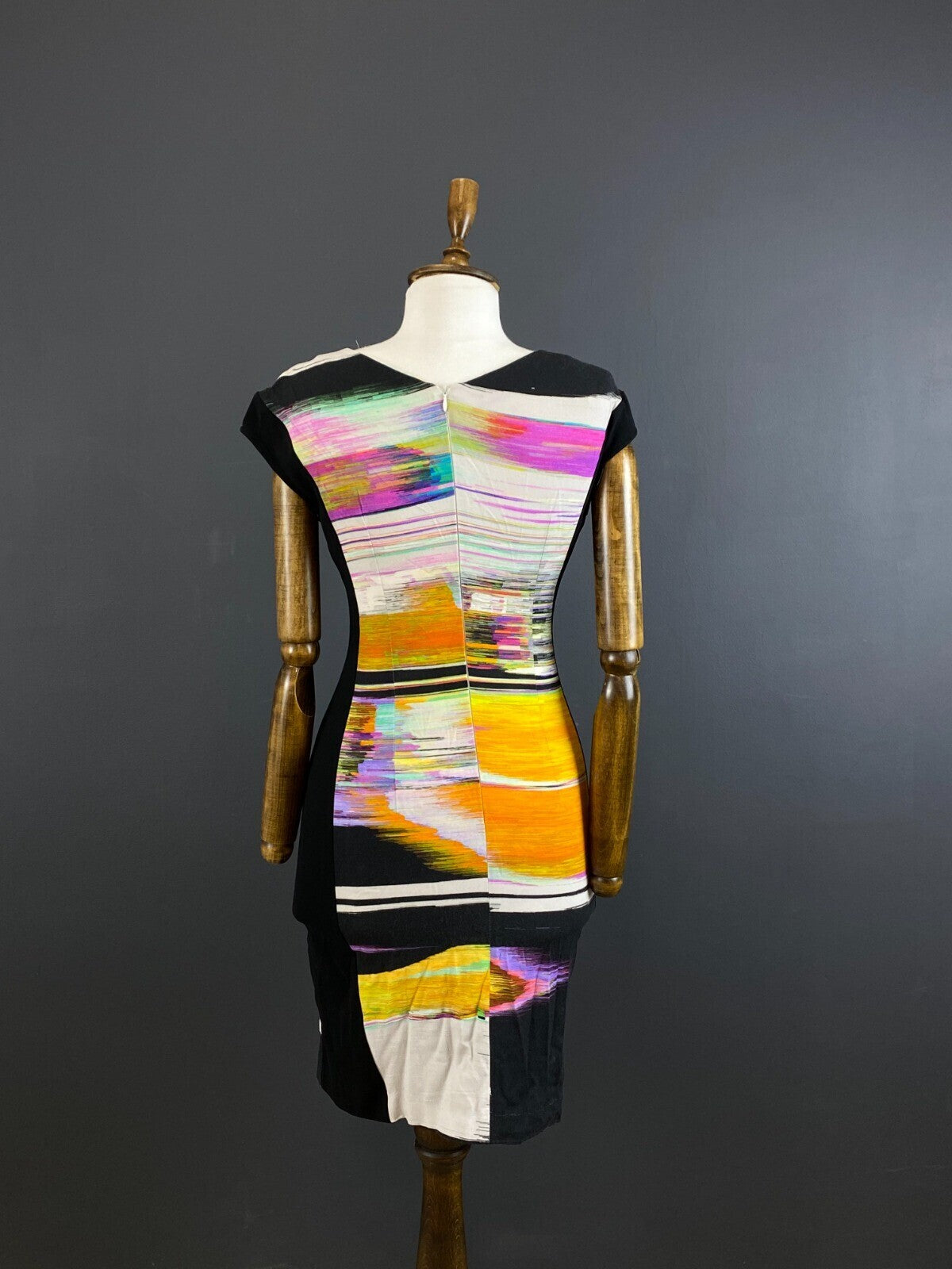 Escada Manresa Multicolor Short Sleeve Bodycon Midi Dress – Size EU 34