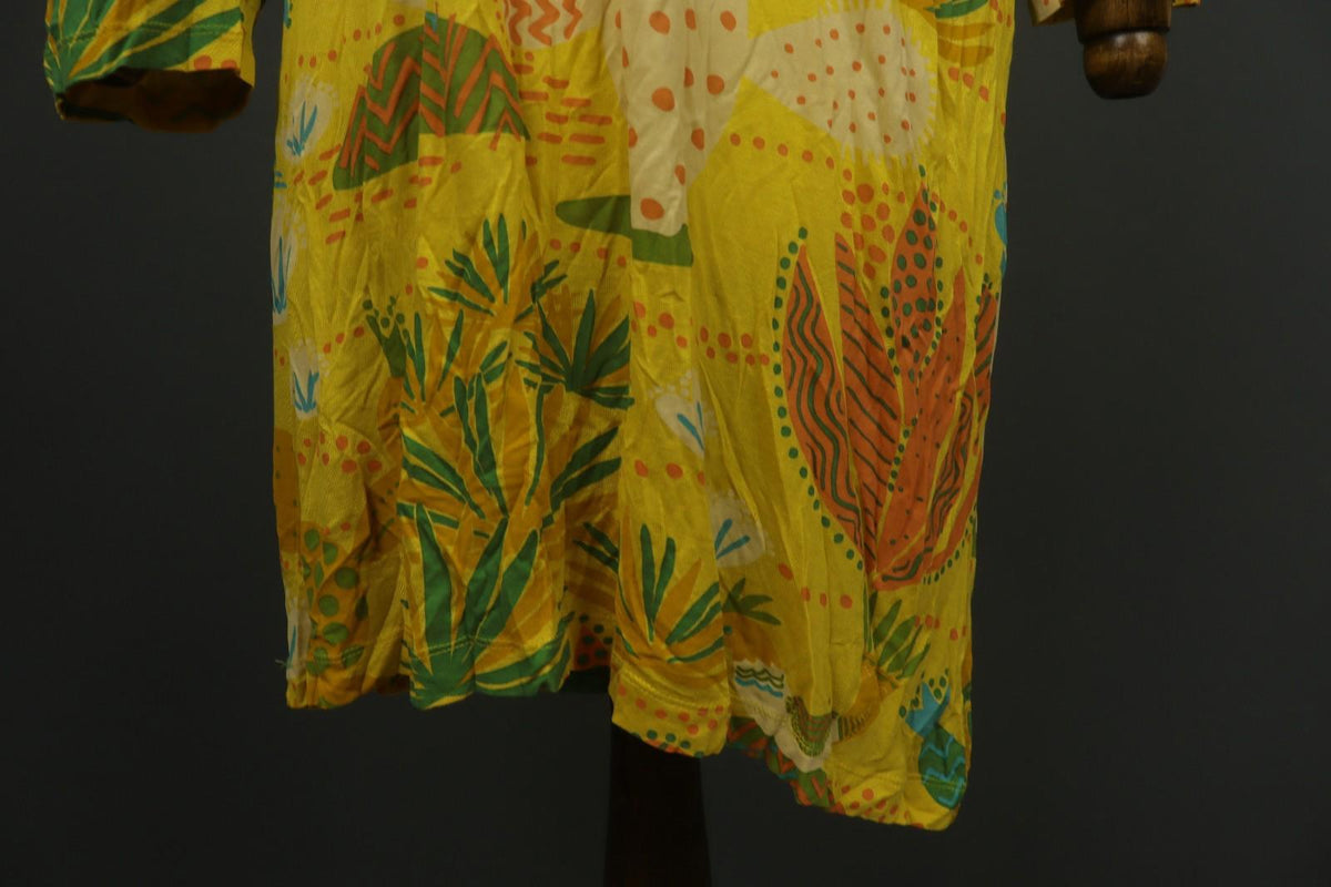 GUDRUN SJODEN Multicolor Floral 100% Modal Round Neck Pullover Shift Dress Sz M