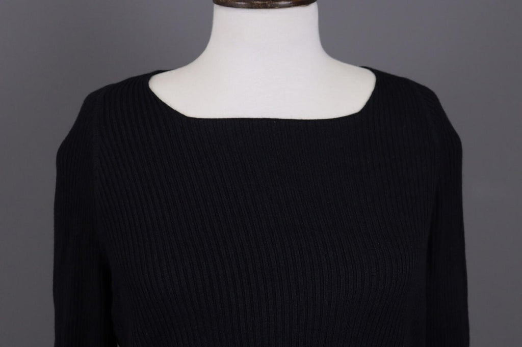 ANNETTE GORTZ Black Ribbed Cashmere Knit Cardigan Sweater – Size L
