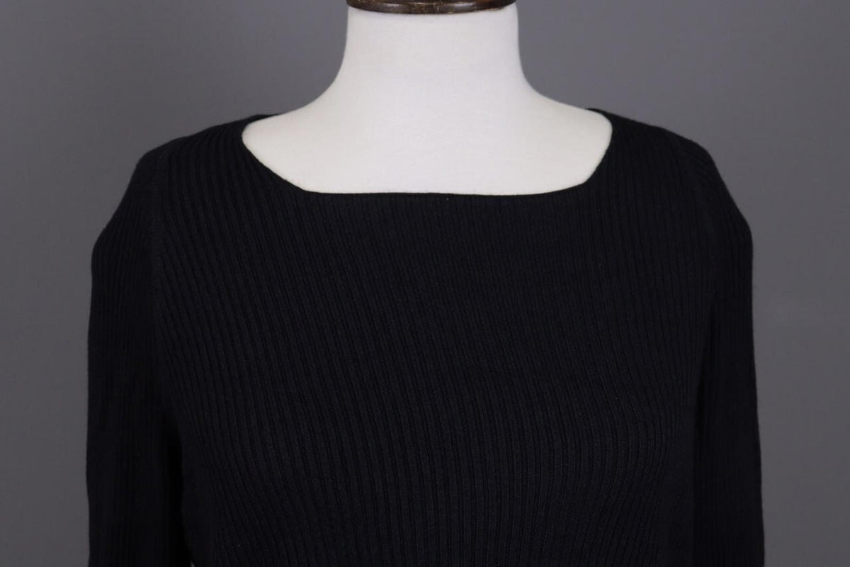 ANNETTE GORTZ Black Ribbed Cashmere Knit Cardigan Sweater – Size L