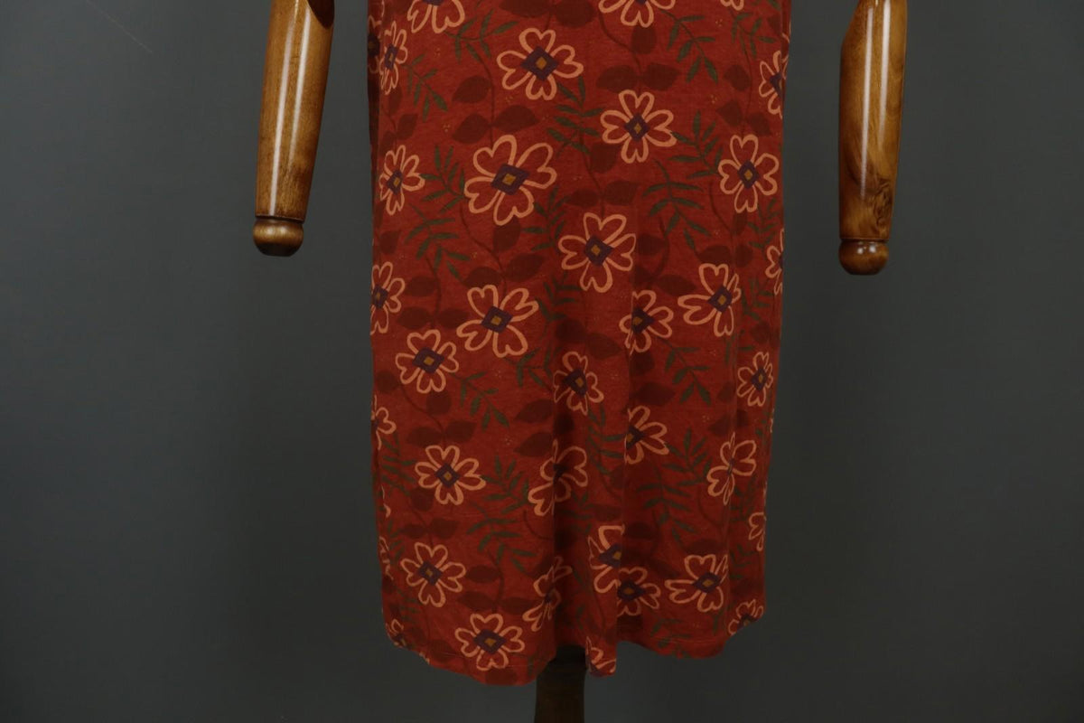 GUDRUN SJODEN Red Floral Crew Neck Long Sleeve Pullover Shift Dress – Size M