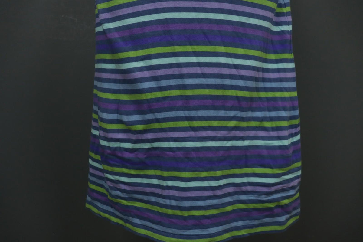 GUDRUN SJODEN Multi Striped Sleeveless Square Neck Pullover Tank Dress – Size S