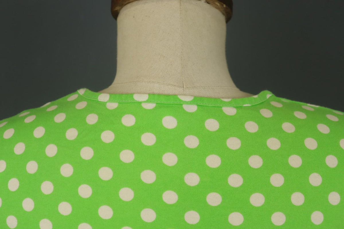 MARIMEKKO Green and White Polka Dot Short Sleeve Crew Neck Top Blouse – Size L