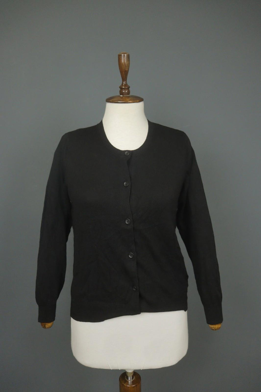 COACH Black Viscose Blend Raglan Sleeve Button Front Cardigan Sweater – Size S