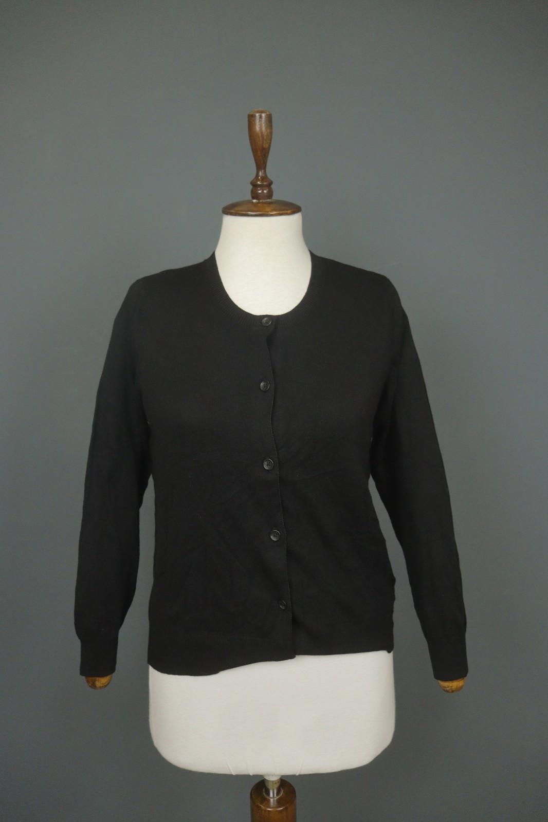 COACH Black Viscose Blend Raglan Sleeve Button Front Cardigan Sweater – Size S