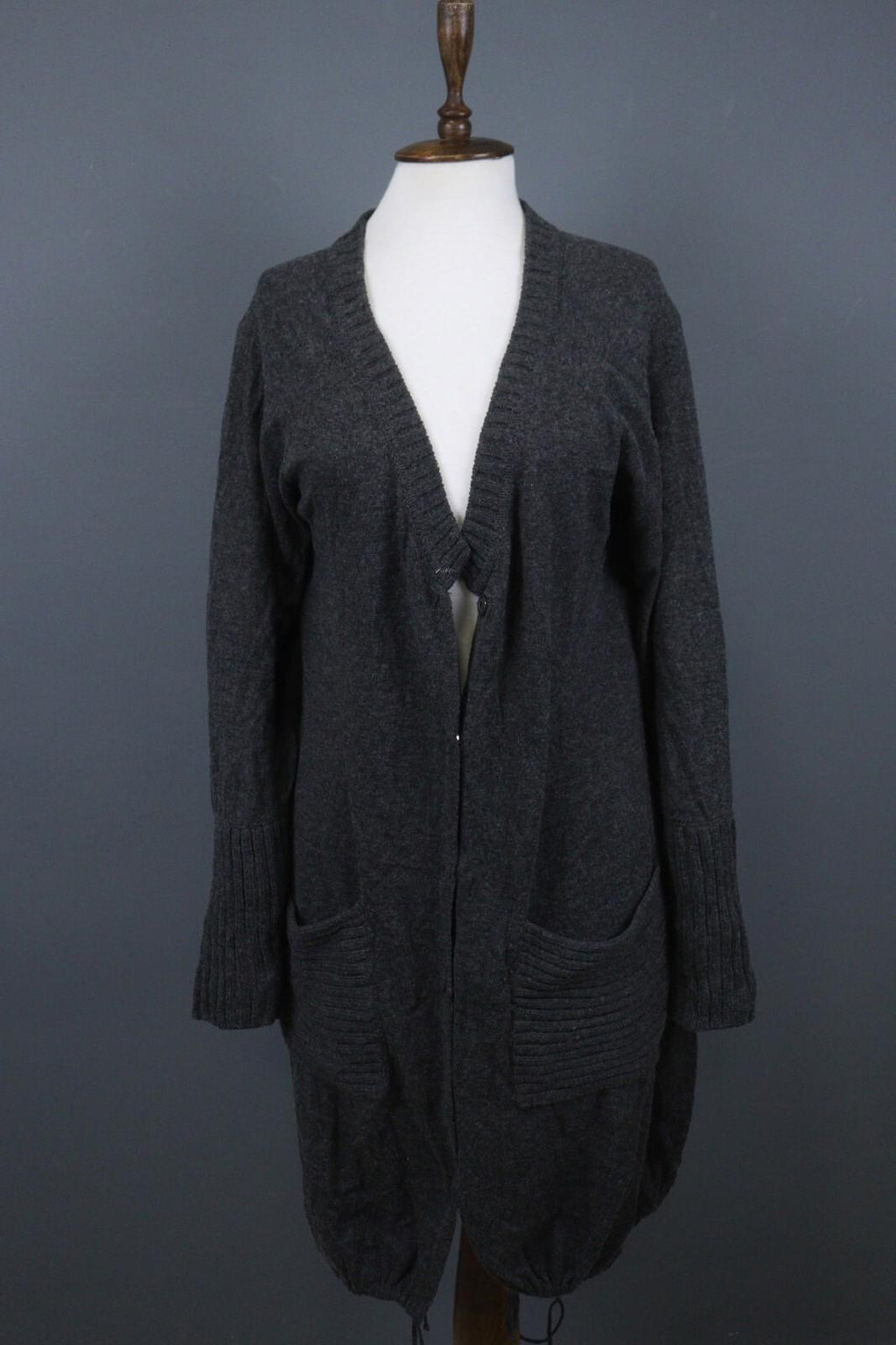 GUDRUN SJODEN Gray Long Sleeve Lagenlook Knit Cardigan Sweater – Size M