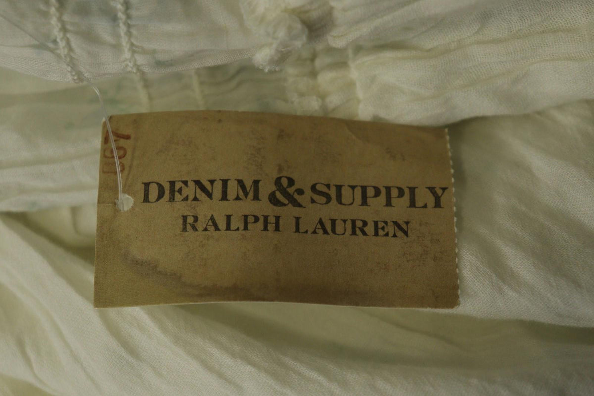 RALPH LAUREN Denim & Supply White Floral Spaghetti Strap Smocked Dress Sz XL