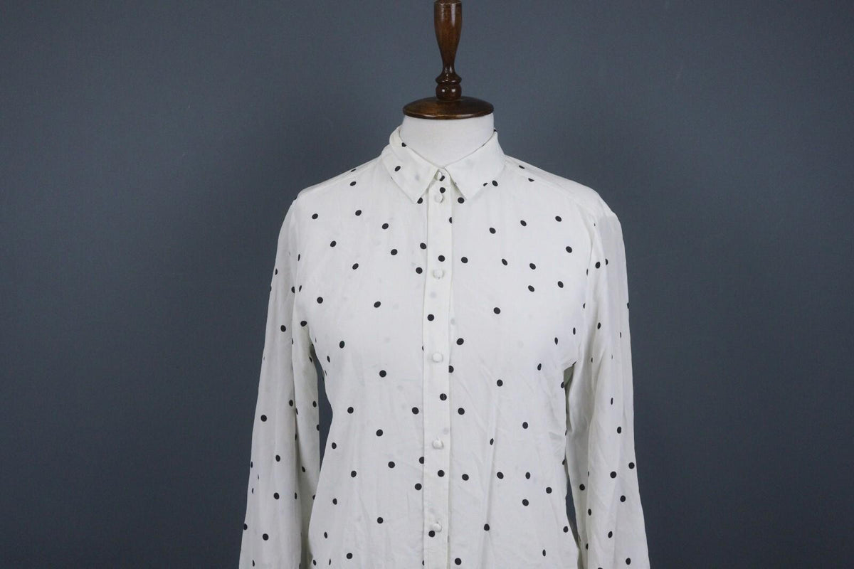 SEZANE Beige Black Polka Dots Long Sleeve Button Up Shirt – Size 36