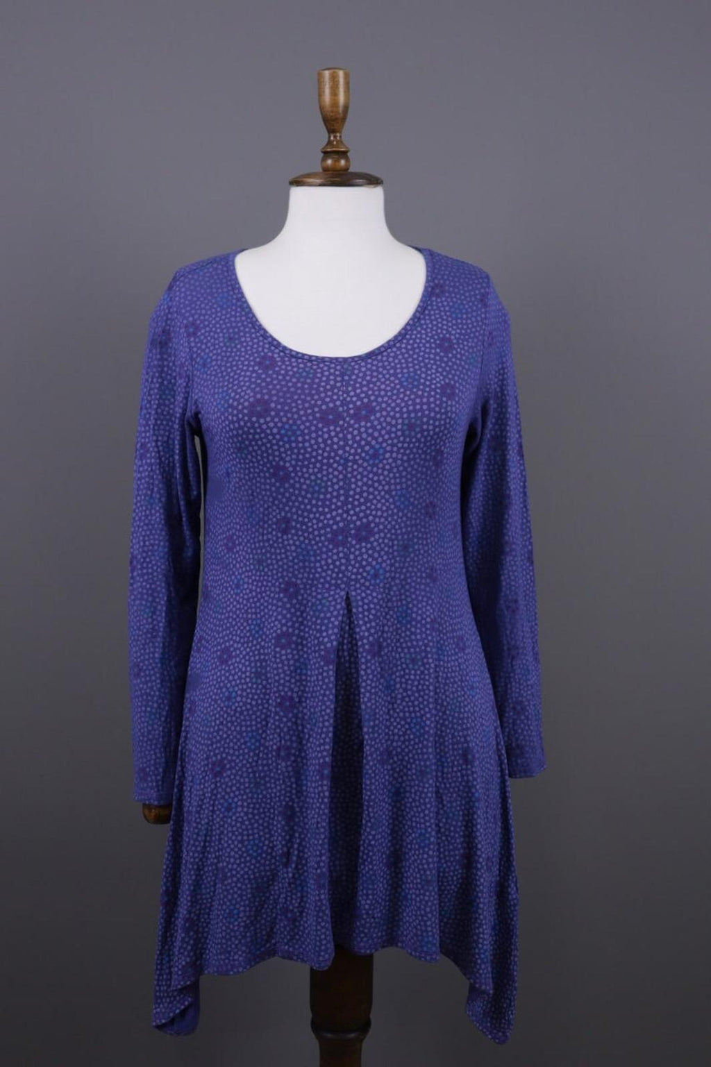 GUDRUN SJODEN Blue Floral Long Sleeve Blouson Midi Dress – Size S