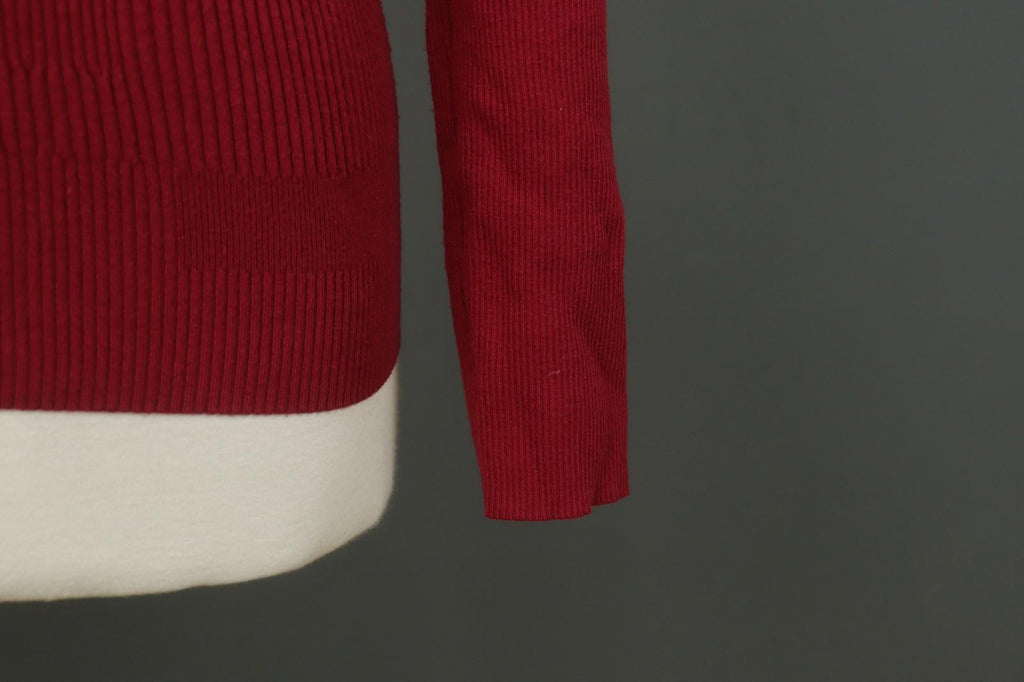 COP.COPINE Red Viscose Knitted Raglan Sleeve Mock Neck Pullover Sweater – Size M