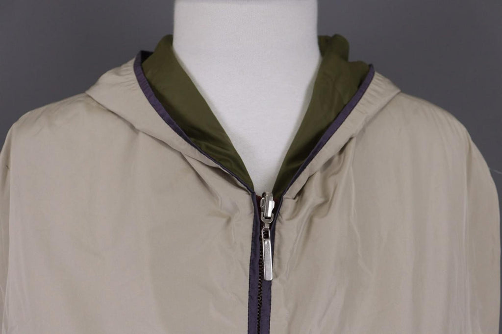 Max Mara Jacket Cream Green Reversible Zipped Pocket Hooded Full Zip – Size 10