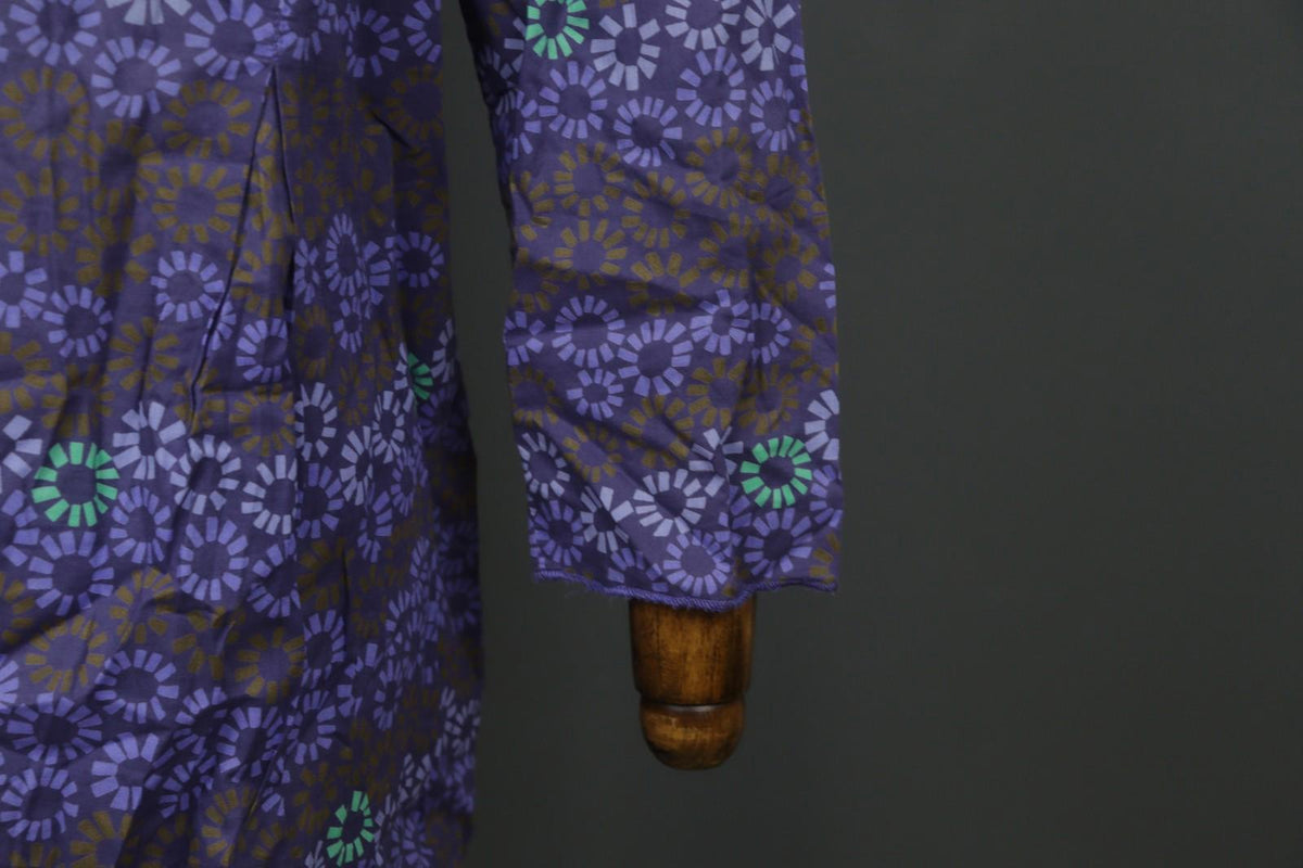 GUDRUN SJÖDEN Multi Flower Cotton Long Sleeve Button Front Tunic Shirt Top Sz S
