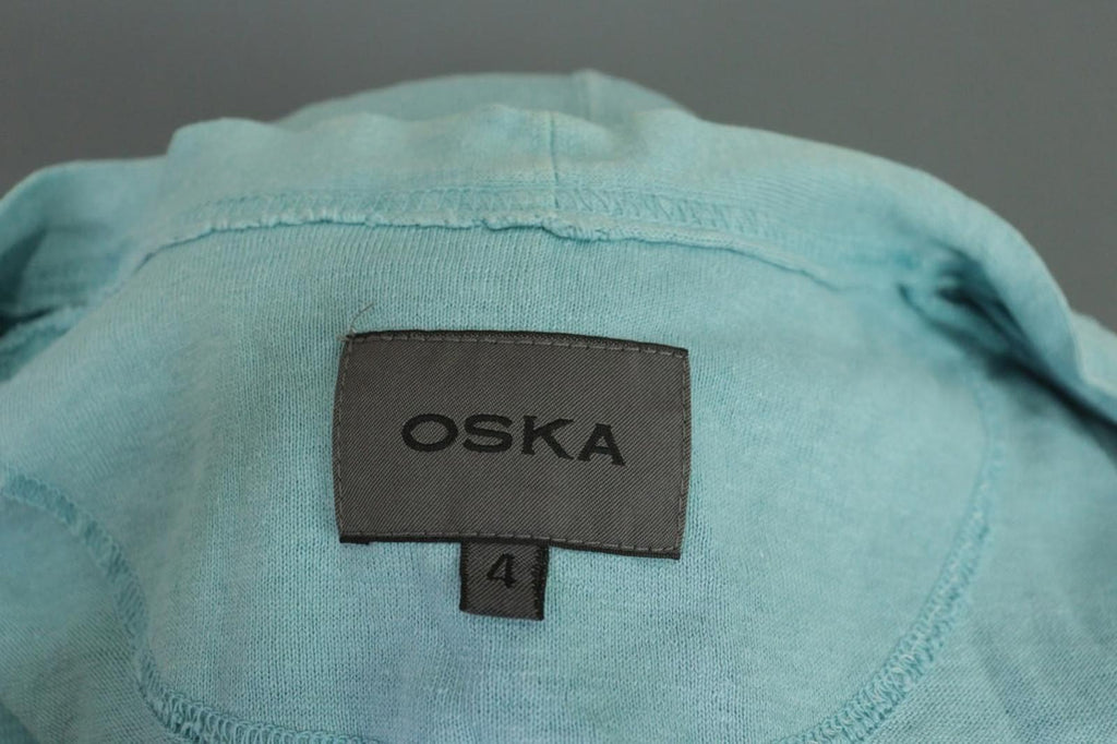 OSKA Blue Regular Fit V-Neck Raglan Sleeve Button Front Cardigan Sweater – Size 4