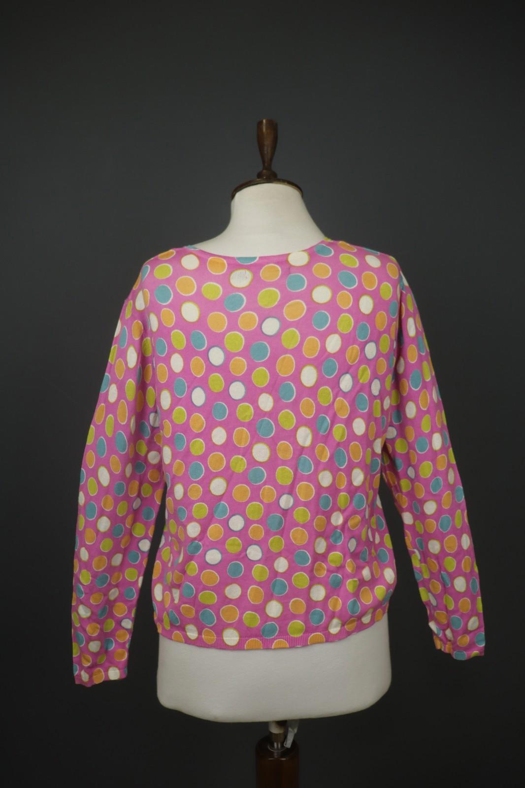 GUDRUN SJÖDEN Multi Polka Dot Long Sleeve Button Front Cardigan Sweater – Size M