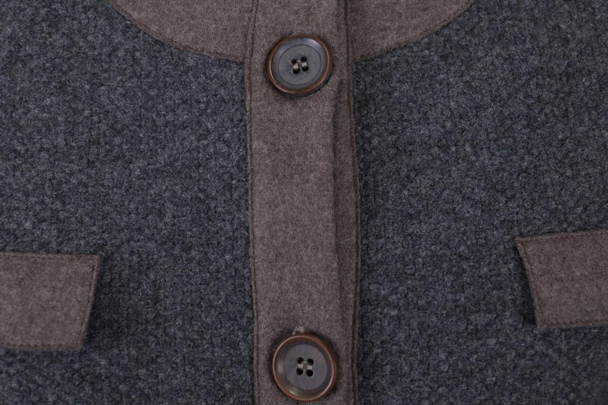 FABIANA FILIPPI Gray Wool Silk Cashmere Knit Button Dowm Blazer Jacket I 44 / M