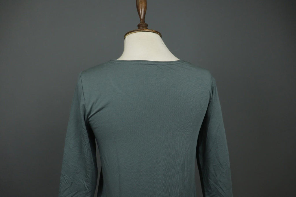 GUDRUN SJODEN Green Lyocell Slim Fit Round Neck Pullover Blouse Top – Size M