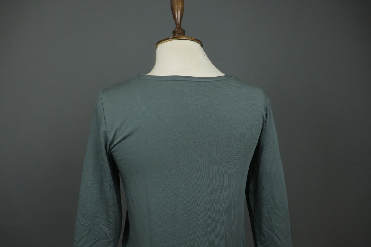 GUDRUN SJODEN Green Lyocell Slim Fit Round Neck Pullover Blouse Top – Size M