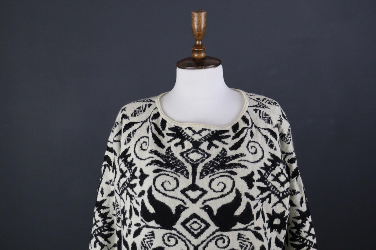 GUDRUN SJODEN Multicolor Floral Wool Long Sleeve Knit Sweater Dress – Size M