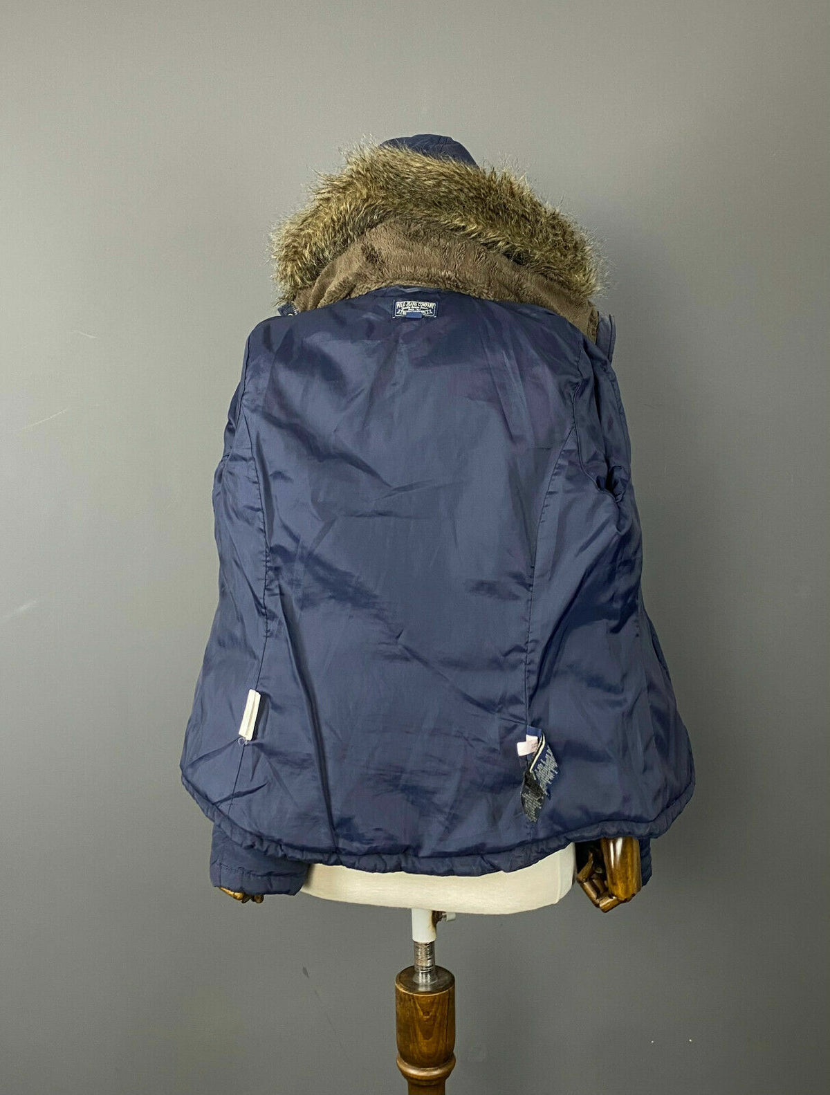 Vintage Polo Jeans Co Ralph Lauren Blue Faux Fur Feather Down Jacket – Size S
