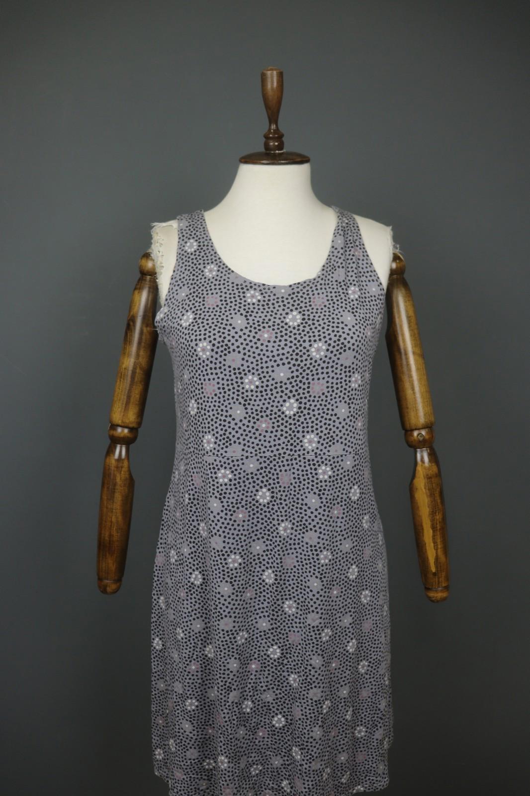 GUDRUN SJODEN Gray Modal Floral Polka Dot Sleeveless Round Neck Tank Dress Sz L
