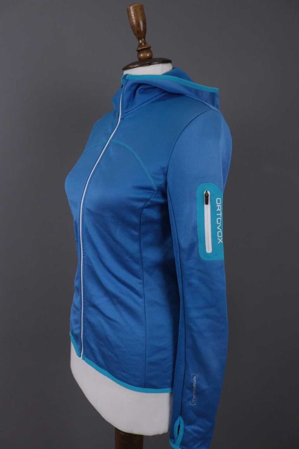 ORTOVOX Merino Wool Blue Full Zip Hooded Fleece Hiking Track Jacket – Size S