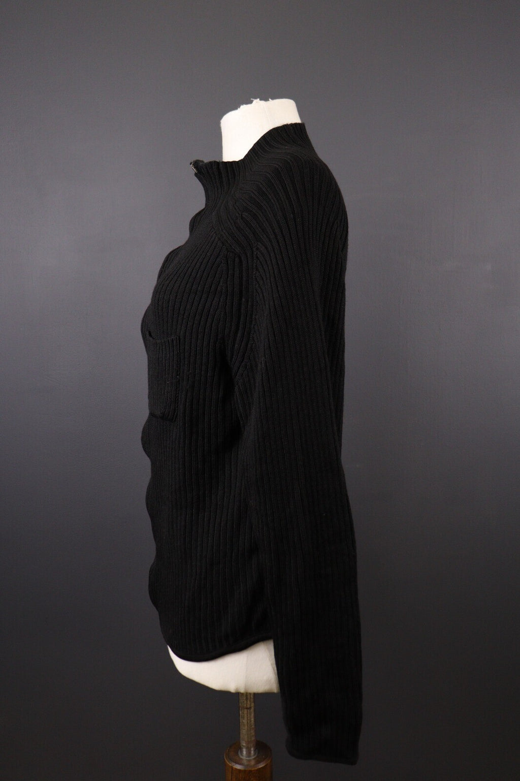 Kenzo Homme Black Vintage Merino Wool Full Zip Tight Knit Sweater – Size M