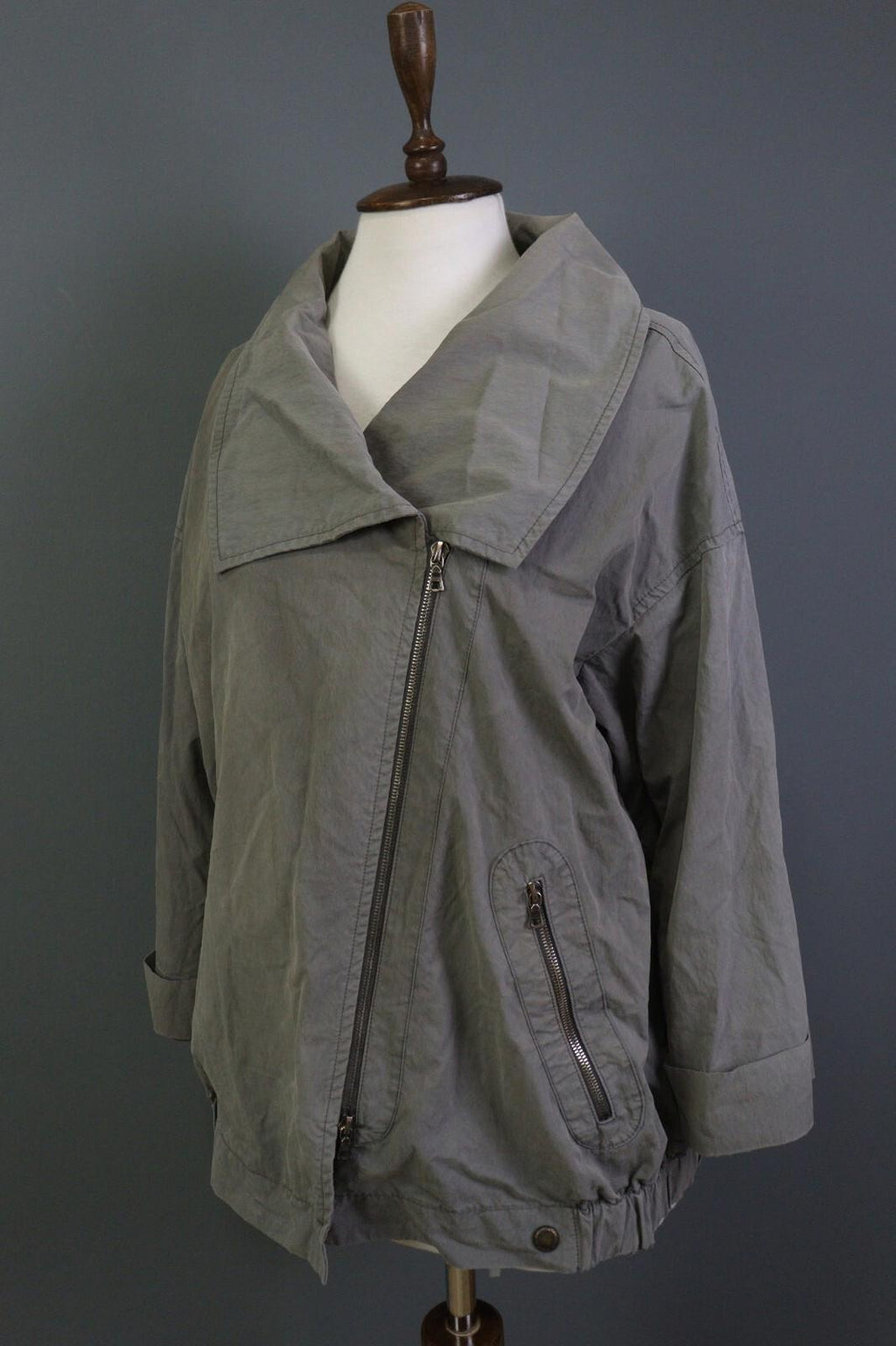 OSKA Gray Long Sleeve Full Zip Collared Pockets Oversized Jacket – Size 1