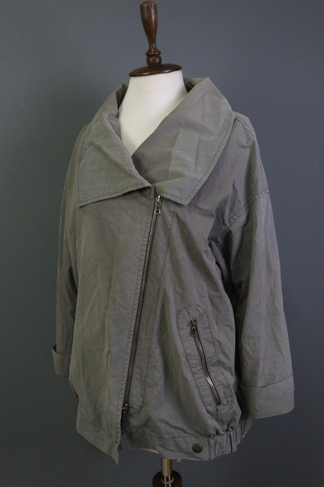 OSKA Gray Long Sleeve Full Zip Collared Pockets Oversized Jacket – Size 1