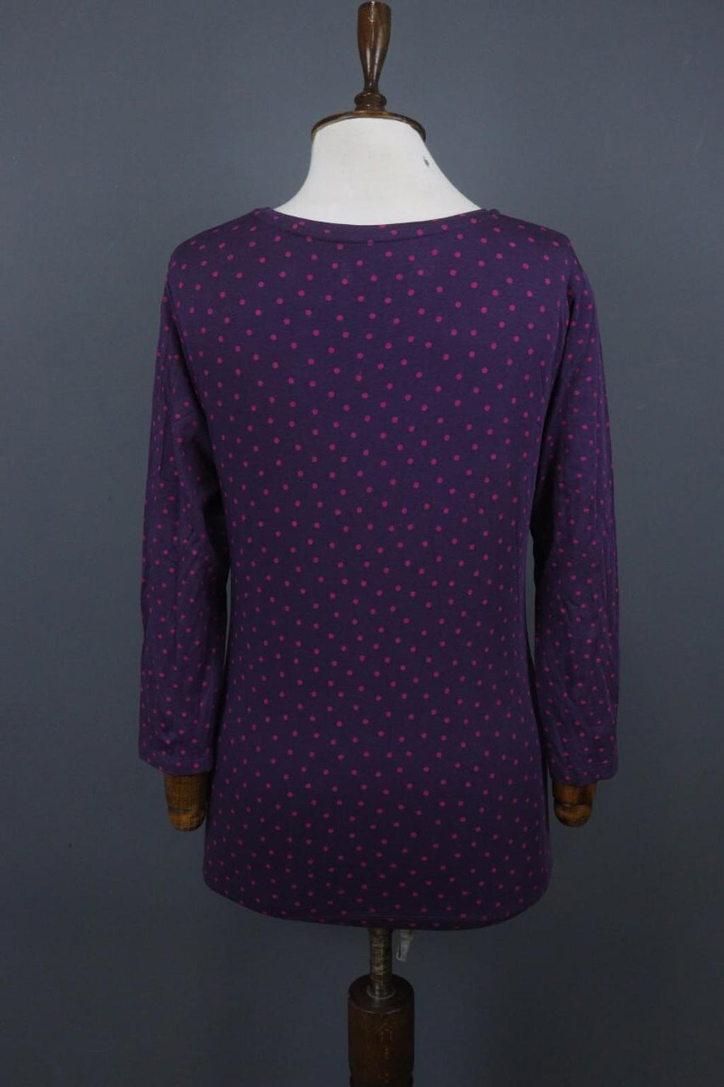 GUDRUN SJODEN Purple Polka Dot Modal Crew Neck Long Sleeve Blouse Top – Size S