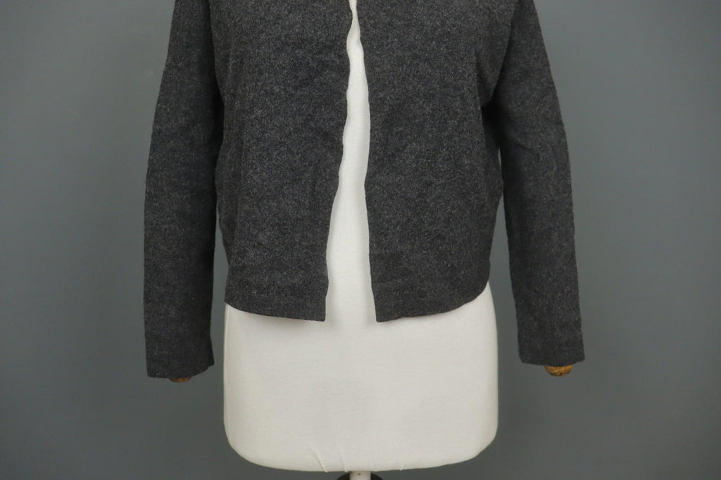 FABIANA FILIPPI Gray Merino Wool Long Sleeve Open Front Cardigan Sweater – Size 44