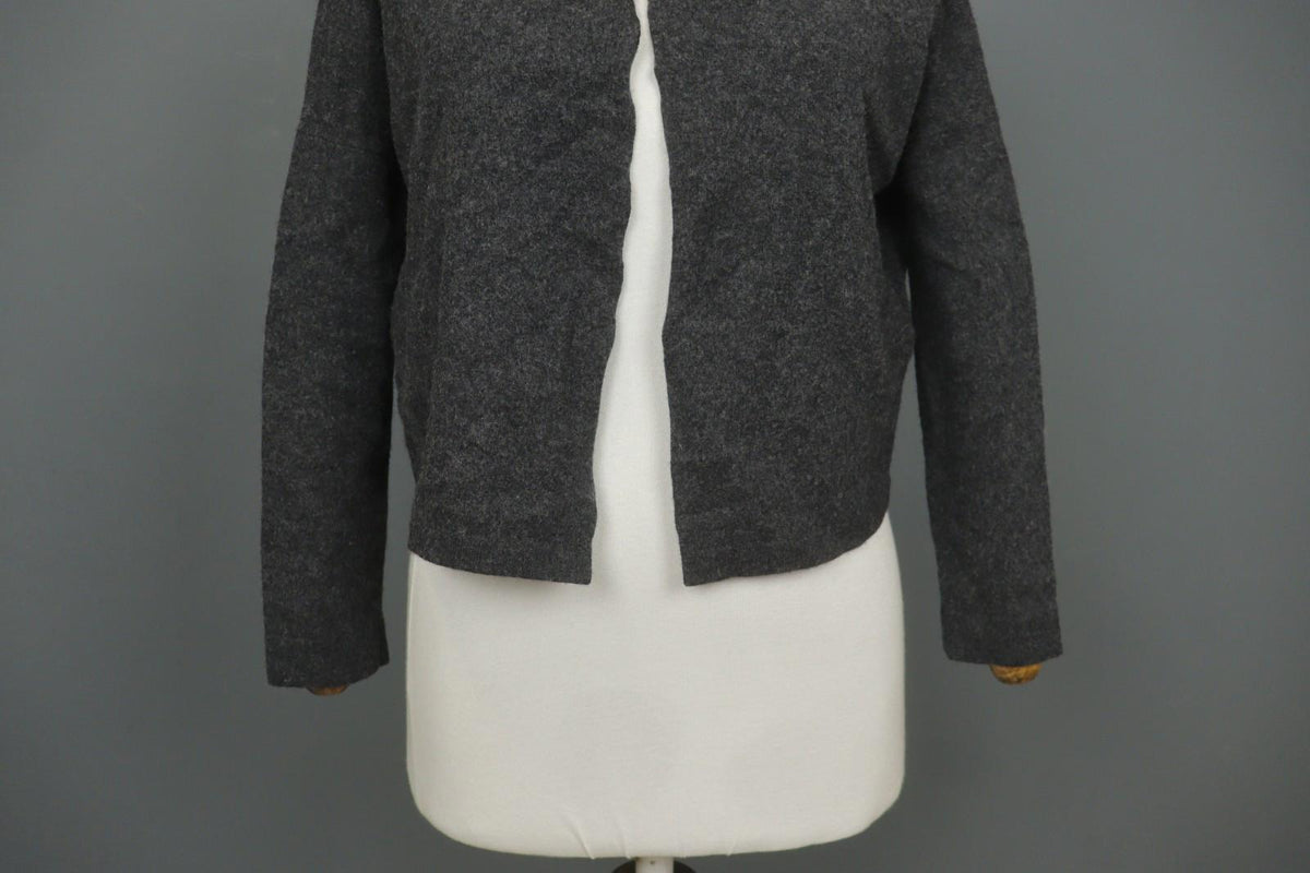 FABIANA FILIPPI Gray Merino Wool Long Sleeve Open Front Cardigan Sweater – Size 44