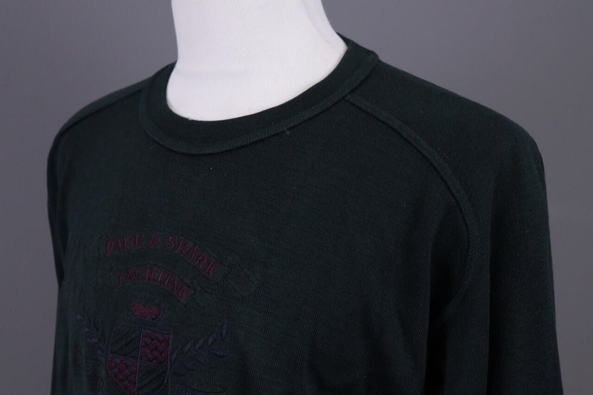 Vintage Paul & Shark Yachting Green Big Logo Knit Sweater Jumper – Size XL