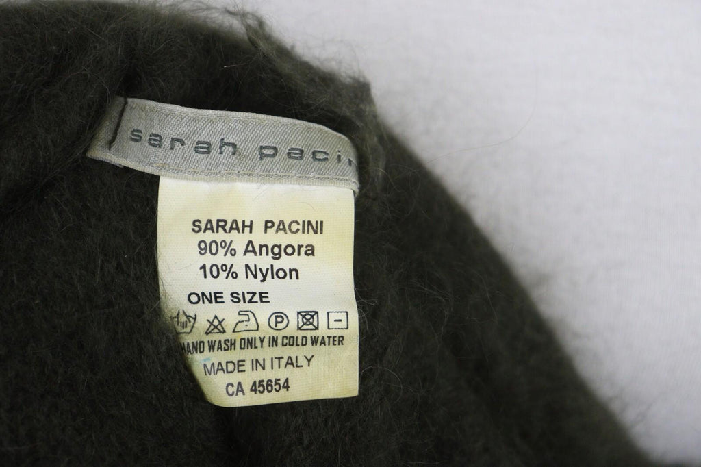 SARAH PACINI Green Angora Knit Sleeveless Shirt Tunic Top One Size