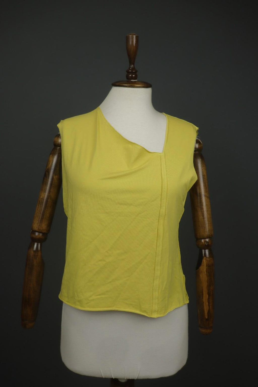 GUDRUN SJODEN Yellow Cotton Sleeveless Side V-Neck Pullover Blouse Top – Size L