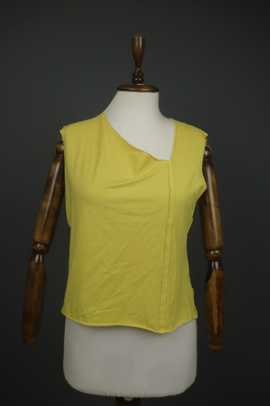 GUDRUN SJODEN Yellow Cotton Sleeveless Side V-Neck Pullover Blouse Top – Size L