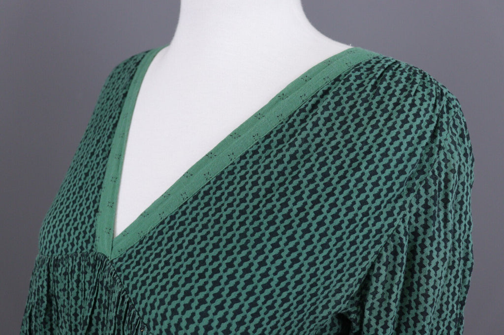 BA&SH Tanja Green Lagenlook Relaxed 3/4 Sleeve Blouson Dress – Size 0 / XS