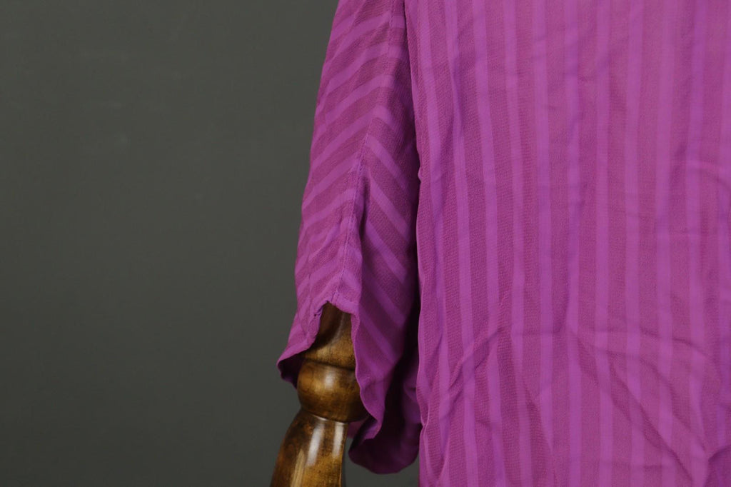 GUDRUN SJODEN Pink Striped 100% Viscose Short Sleeve Pullover Blouse Top Sz L/XL
