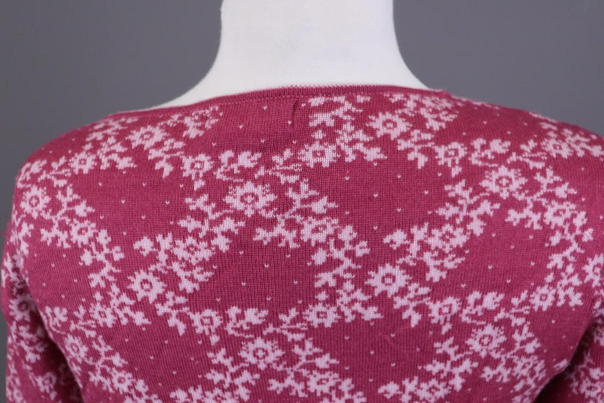 OLENA ESPELAND Pink Floral Wool Silk Knit Cardigan Sweater – Size M