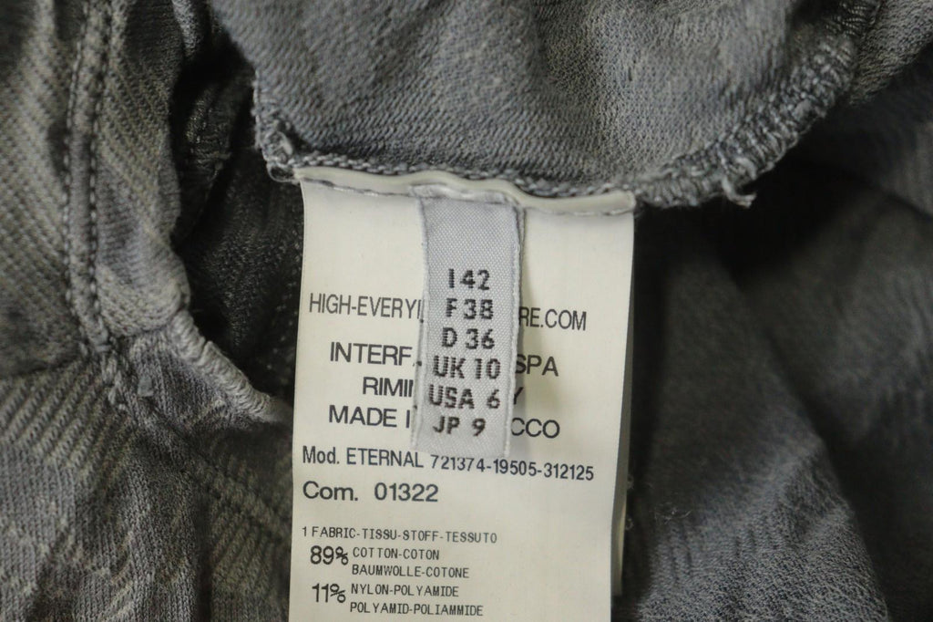 HIGH USE Gray Floral Cotton Sleeveless Sweetheart Neck 3/4 Zip Shift Dress Sz 38
