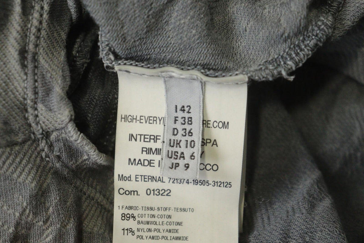 HIGH USE Gray Floral Cotton Sleeveless Sweetheart Neck 3/4 Zip Shift Dress Sz 38