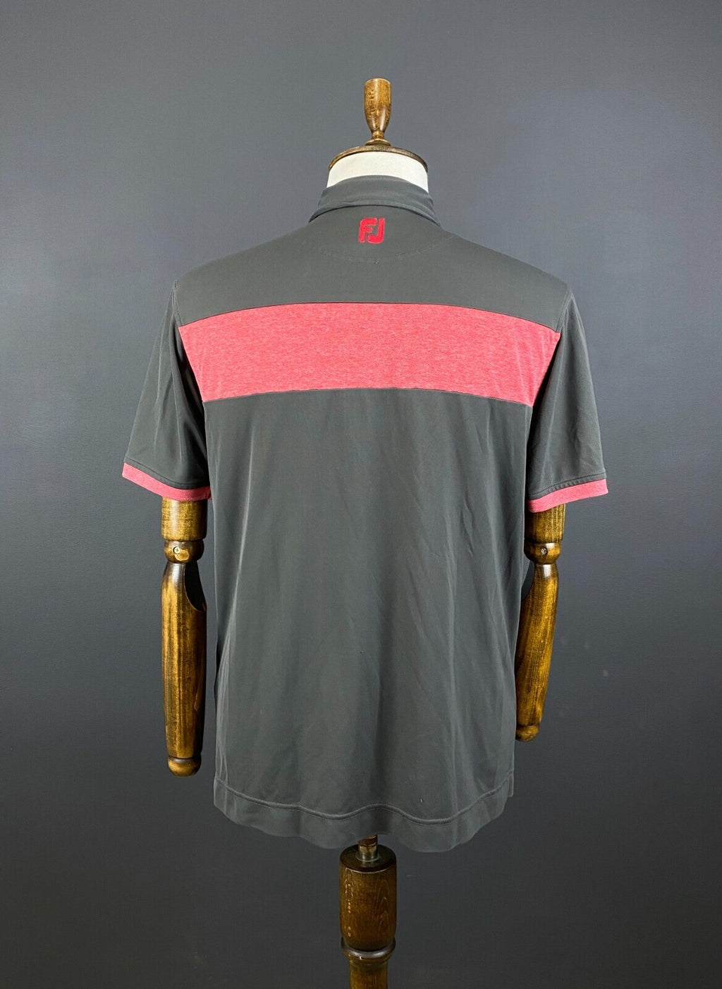 FJ FootJoy Athletic Fit Khaki Golf Spandex Short Sleeve Polo Shirt – Size L