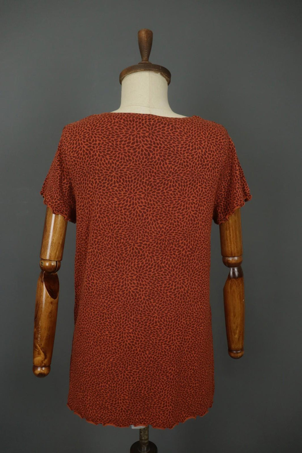 GUDRUN SJODEN Orange Dotted Modal Short Sleeve Round Neck Tunic Top – Size M