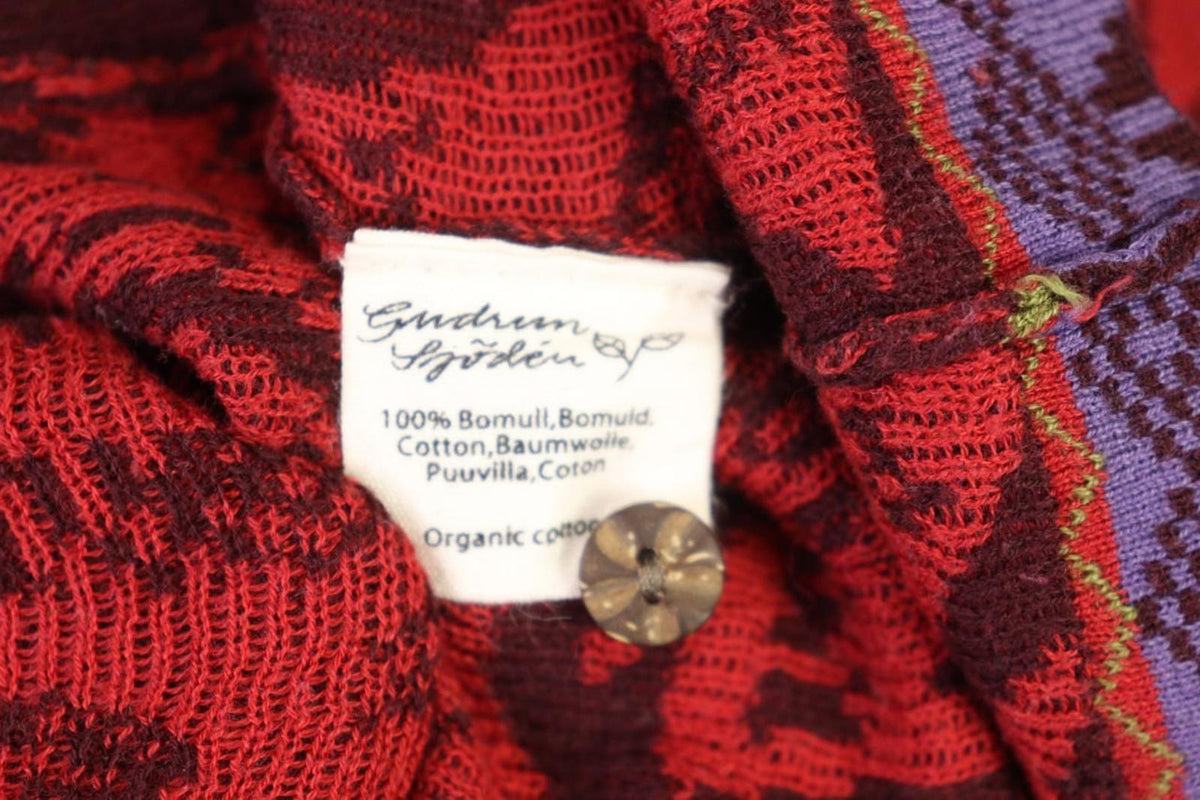 GUDRUN SJODEN Multicolor Printed Long Sleeve Button Front Cardigan Sweater Sz M