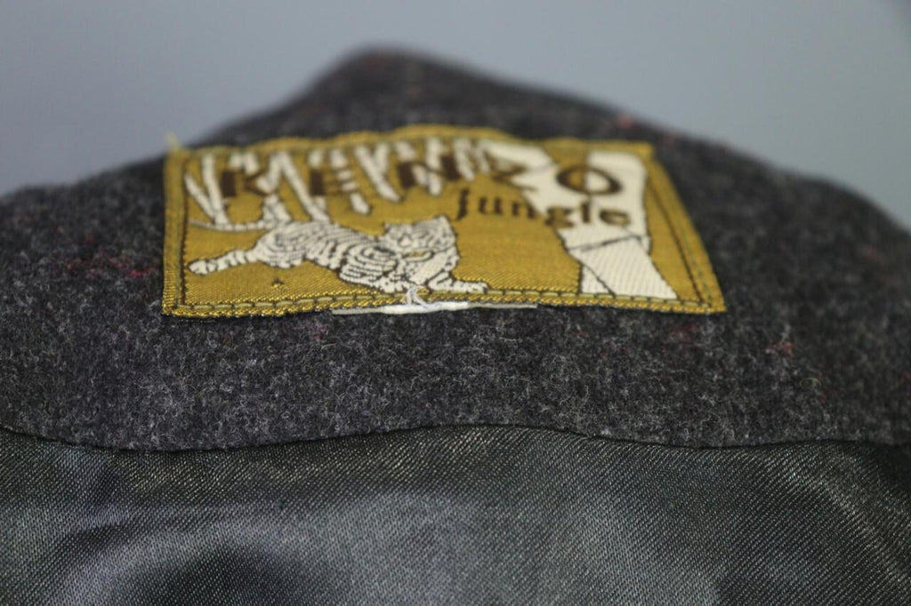 KENZO JUNGLE Gray One Button Knit Cropped Blazer Jacket