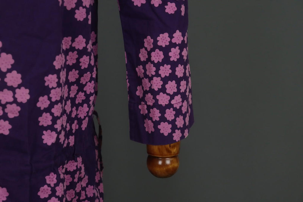 MARIMEKKO Mika Piirainen Purple Floral Cotton Long Sleeve Shift Dress – Size 36