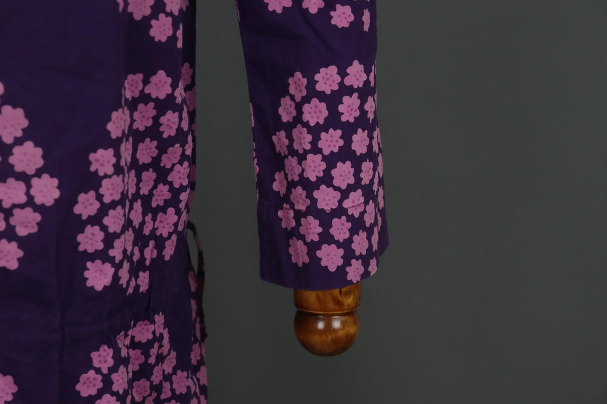 MARIMEKKO Mika Piirainen Purple Floral Cotton Long Sleeve Shift Dress – Size 36