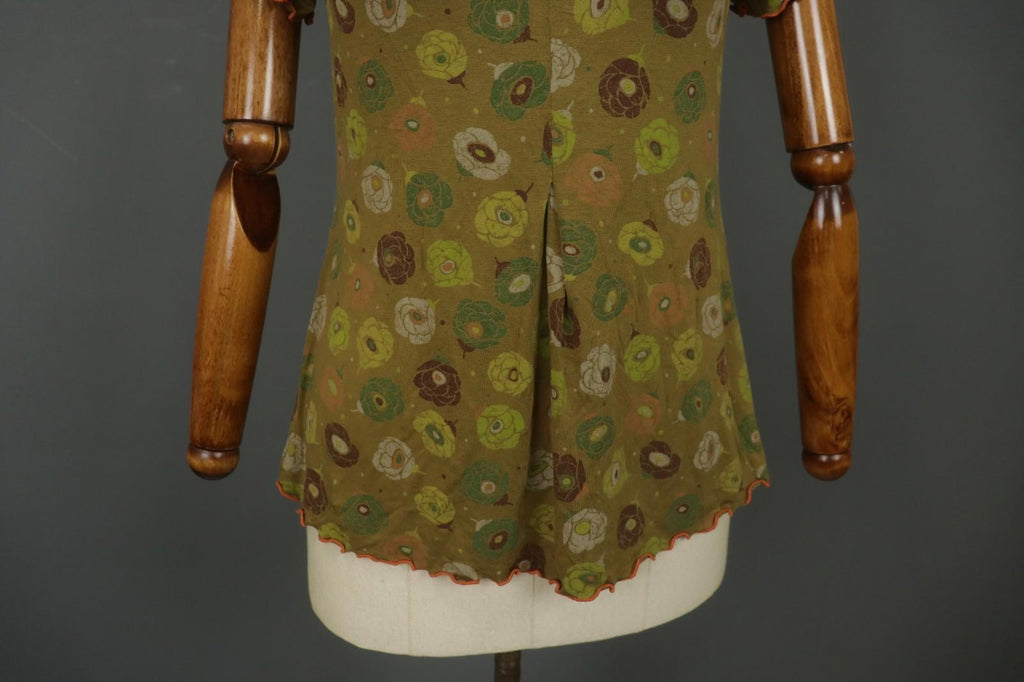 GUDRUN SJODEN Multi Floral Round Neck Short Sleeve Pullover Blouse Top – Size S